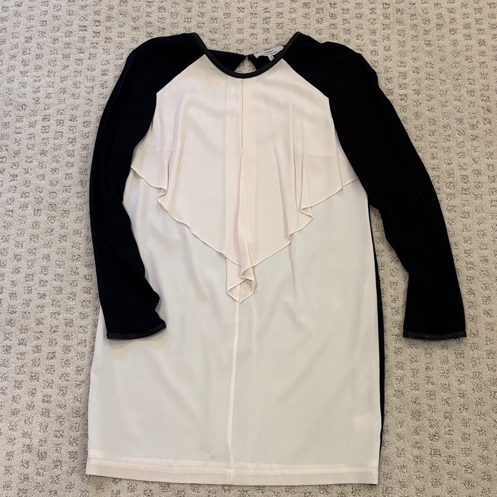 Robert Rodriguez Black and Cream Long Sleeve Dress